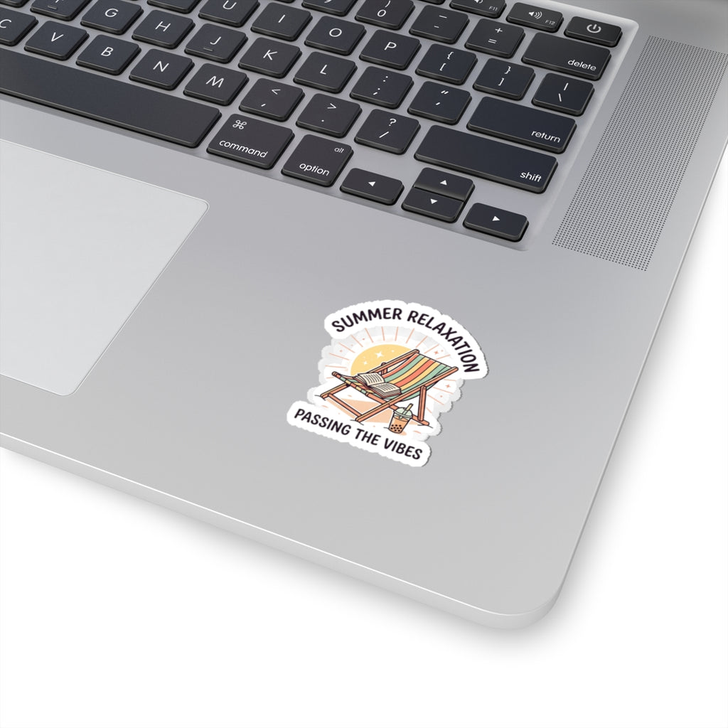 Summer Relaxation Deck Chair Kiss-Cut Sticker | summer aesthetic, pastel coastal vibes