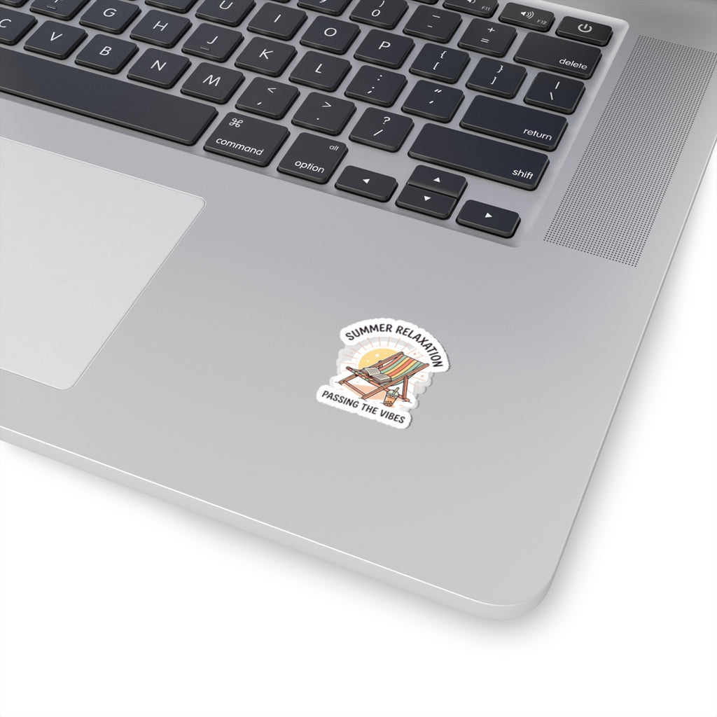 Summer Relaxation Deck Chair Kiss-Cut Sticker | summer aesthetic, pastel coastal vibes