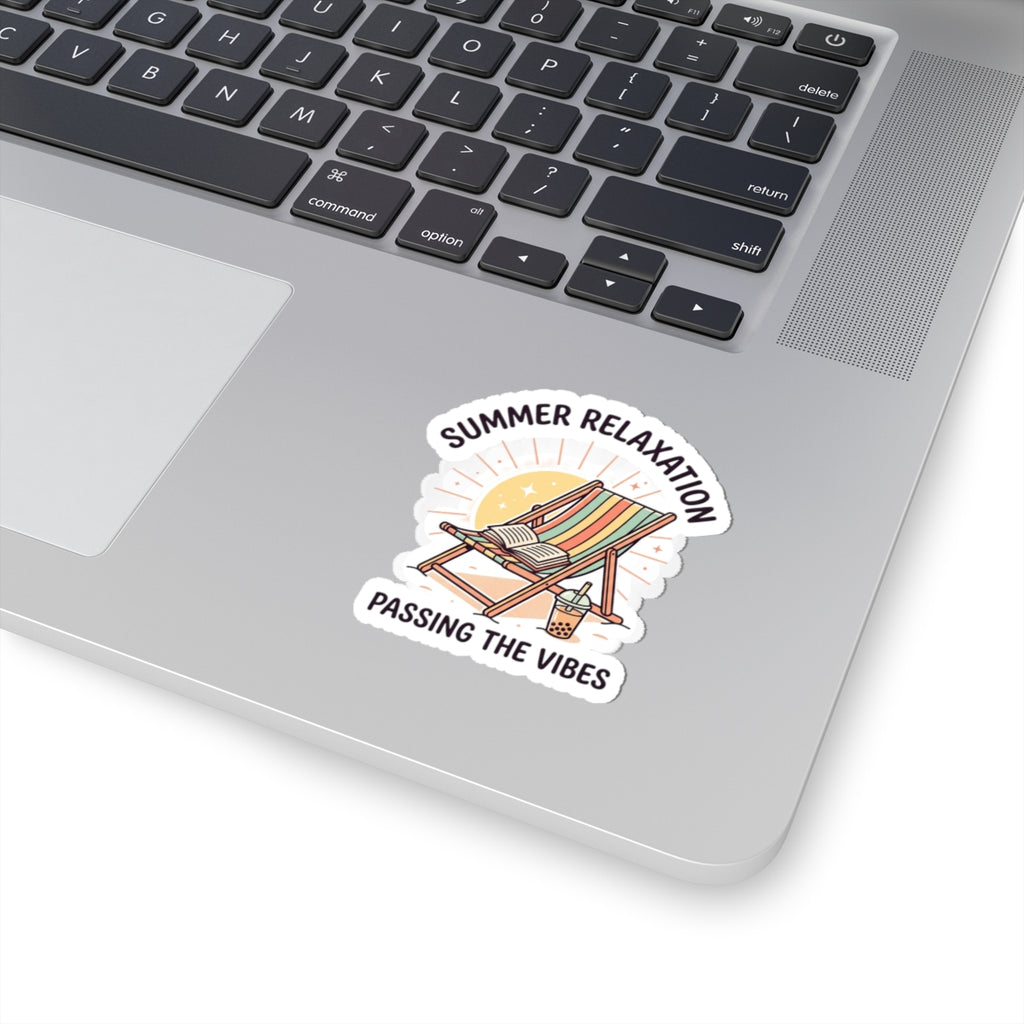 Summer Relaxation Deck Chair Kiss-Cut Sticker | summer aesthetic, pastel coastal vibes