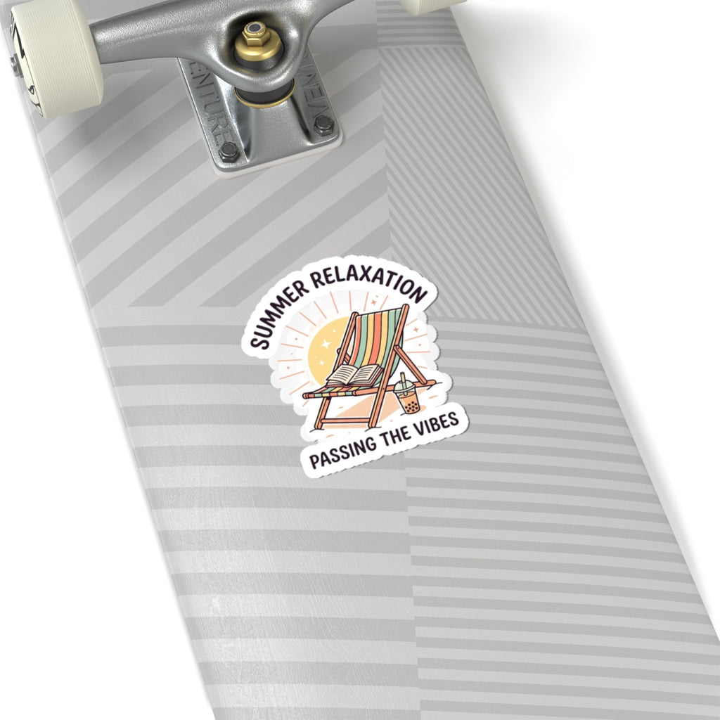 Summer Relaxation Deck Chair Kiss-Cut Sticker | summer aesthetic, pastel coastal vibes